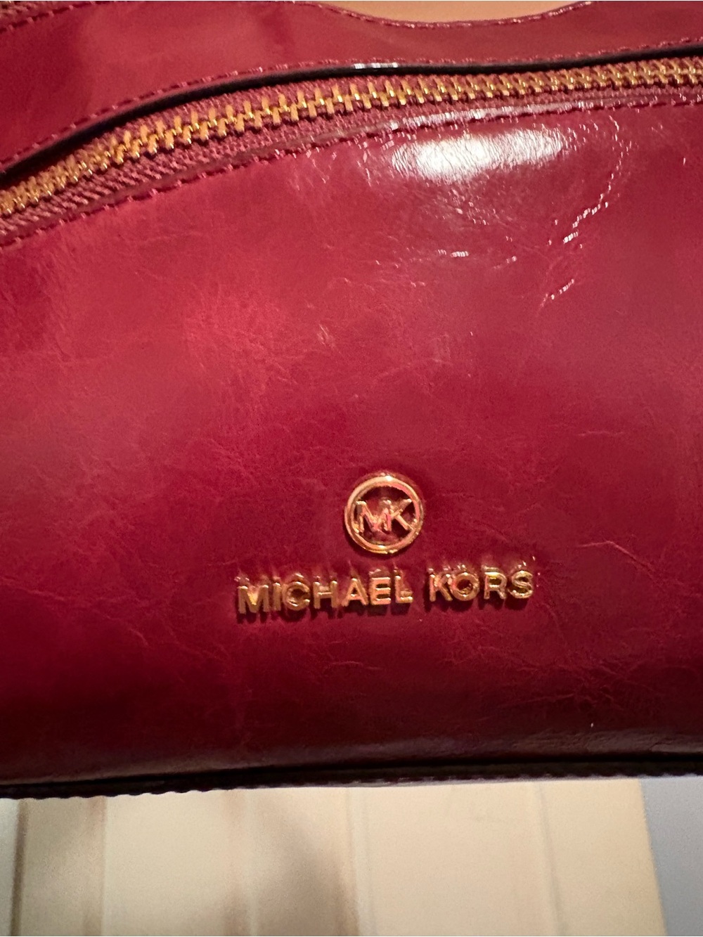 Michael Kors Rare Lorimer Satchel Burgundy/Deep Berry w/ Gold Accents NEW - Picture 7 of 9